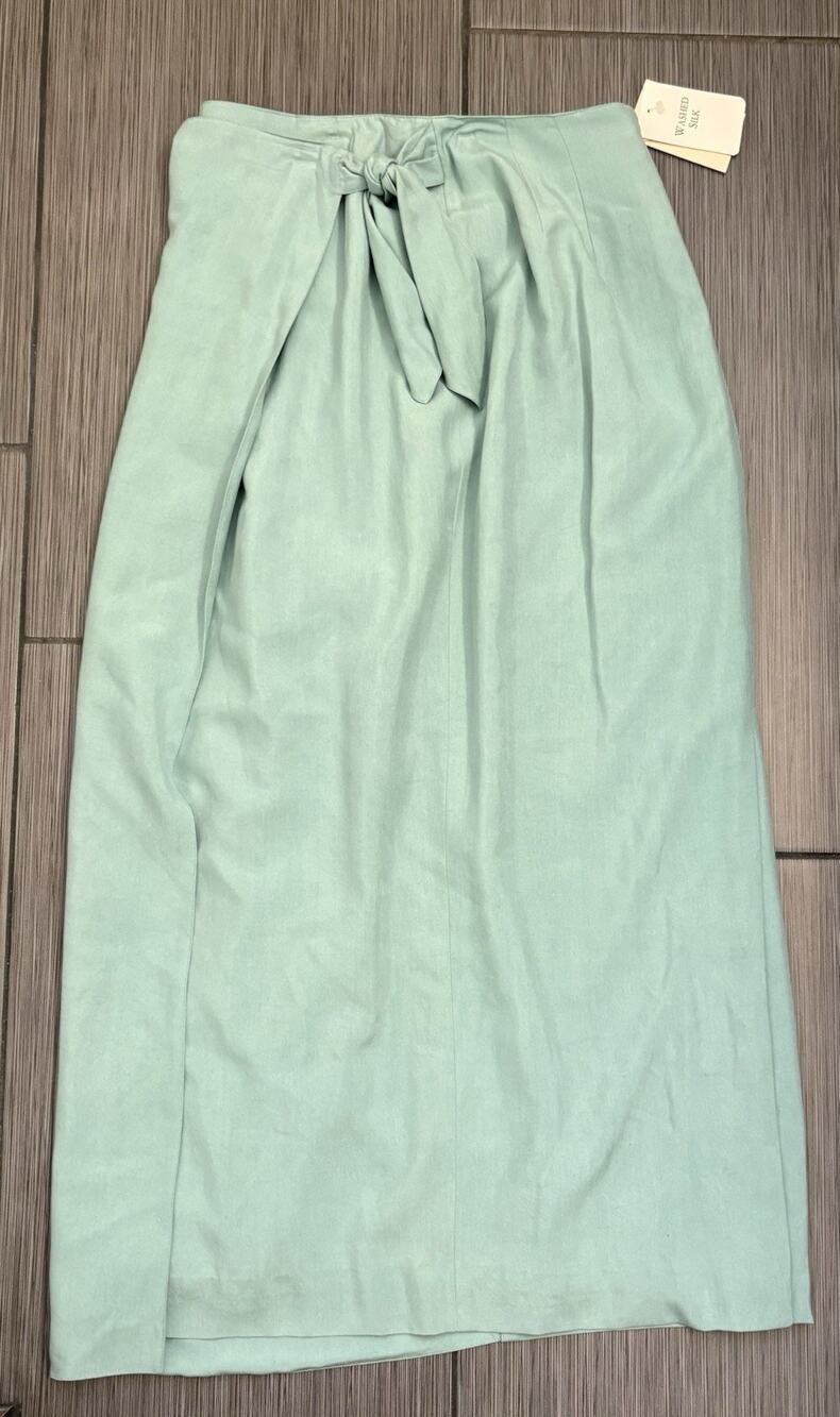 Vintage Talbots Silk Wrap Maxi Skirt Size 6 Green Flaw
